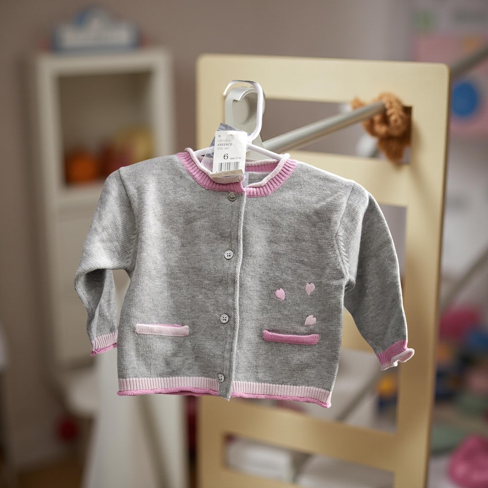 NWT Size 6 miGray and Pink Baby Cardigan